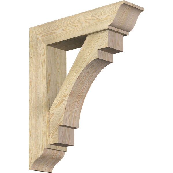 Ekena Millwork Merced Traditional Rough Sawn Bracket w/ Offset Brace, Douglas Fir, 8"W x 32"D x 38"H BKT0806X32X38MRC01RDF - main
